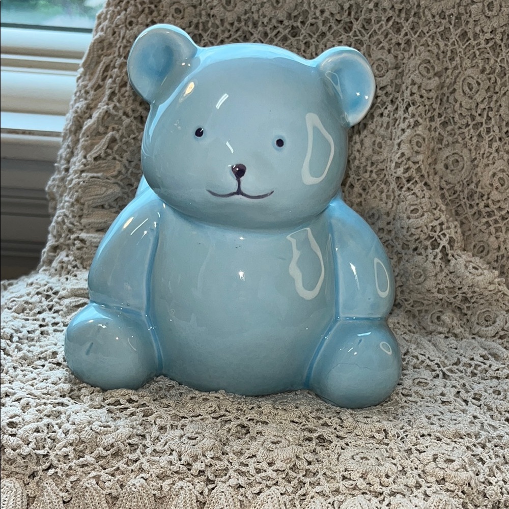 Vintage Blue Inarco Ceramic Bear‎ Planter Nursery Figurine